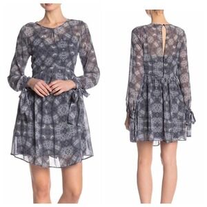 Sam Edelman Geometric Printed Tie Sleeve Dress